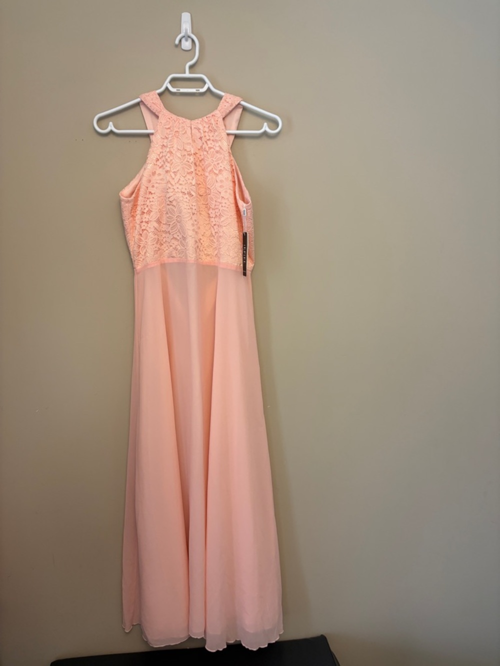 NWT Iefiel Peach Lace Halter Chiffon Maxi Dress